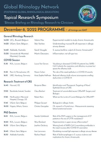 Topical Research Symposium 12-2022 Programme